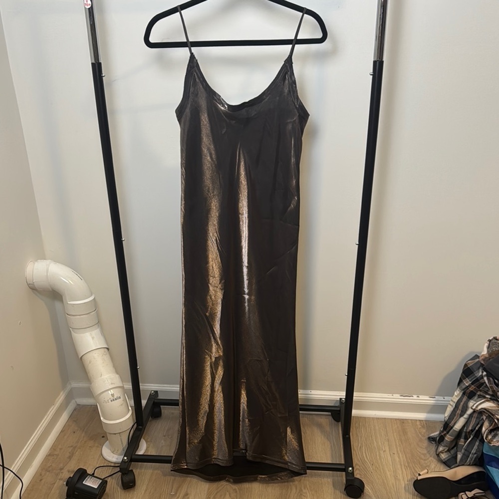 W35T Shimmer Brown Long Women's Slip Dress